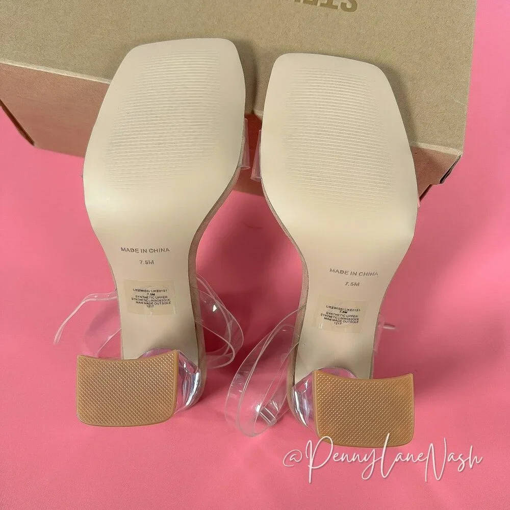 Steve Madden Camille Likewise Clear Heel Sandal Size 7.5M New - Picture 10 of 15